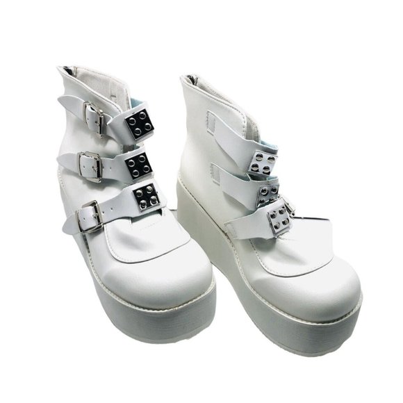 LUCKY STEP Women Platform Chunky Ankle Boots - Round Toe Zipper Wedges High - Picture 1 of 7